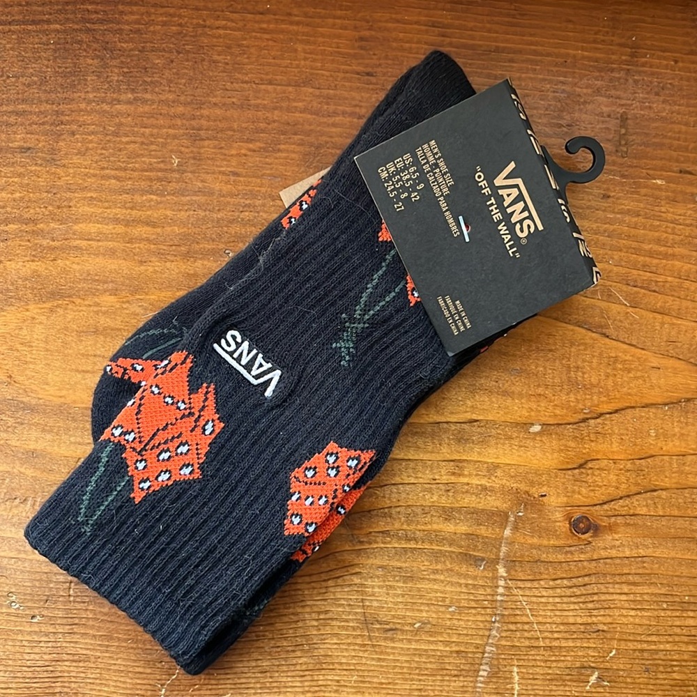 Vans Socks - Men’s US: 6.5-9 Red Dice on Black NWT